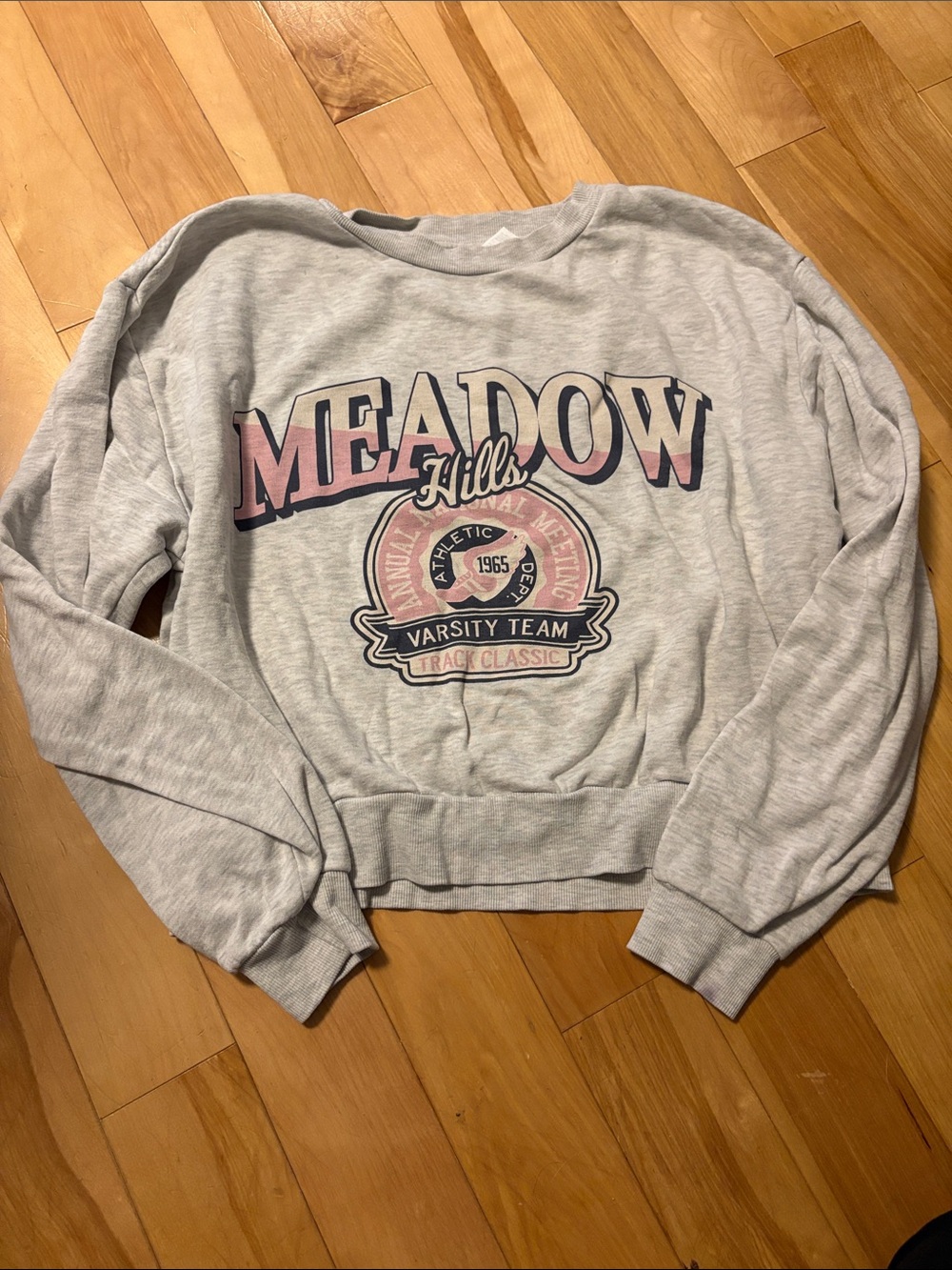 H&M Gray Pullover Sweatshirt - Varsity Graphic
